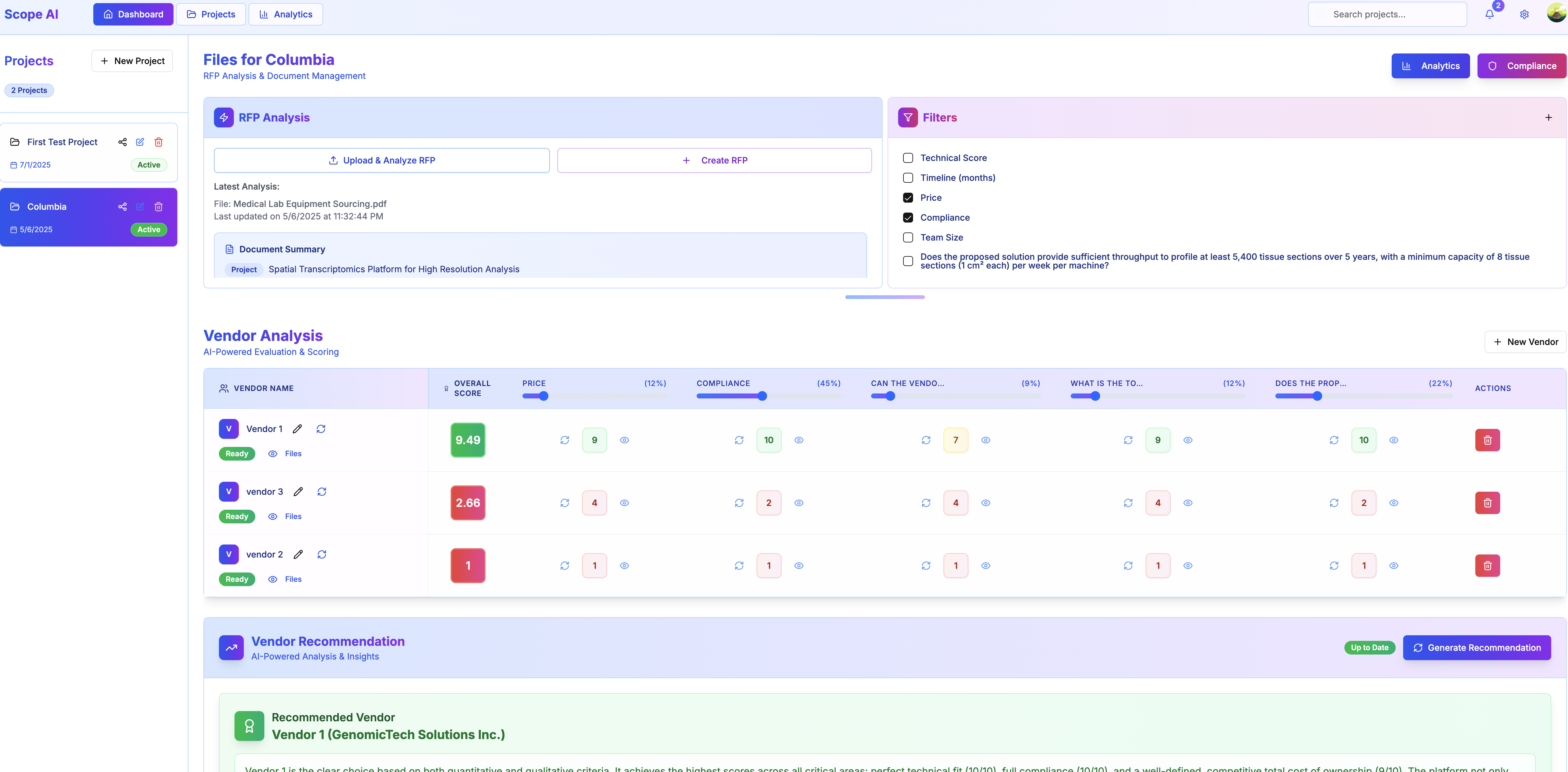 RFP Vendor Management